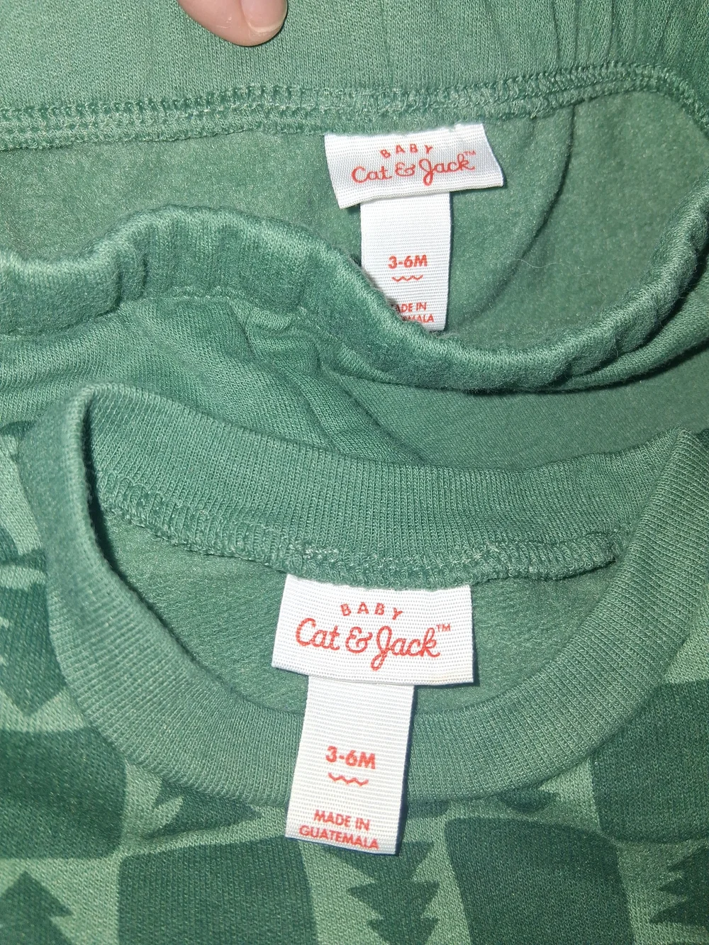 Cat And Jack 3-6m Green Tree-Pattern Set
